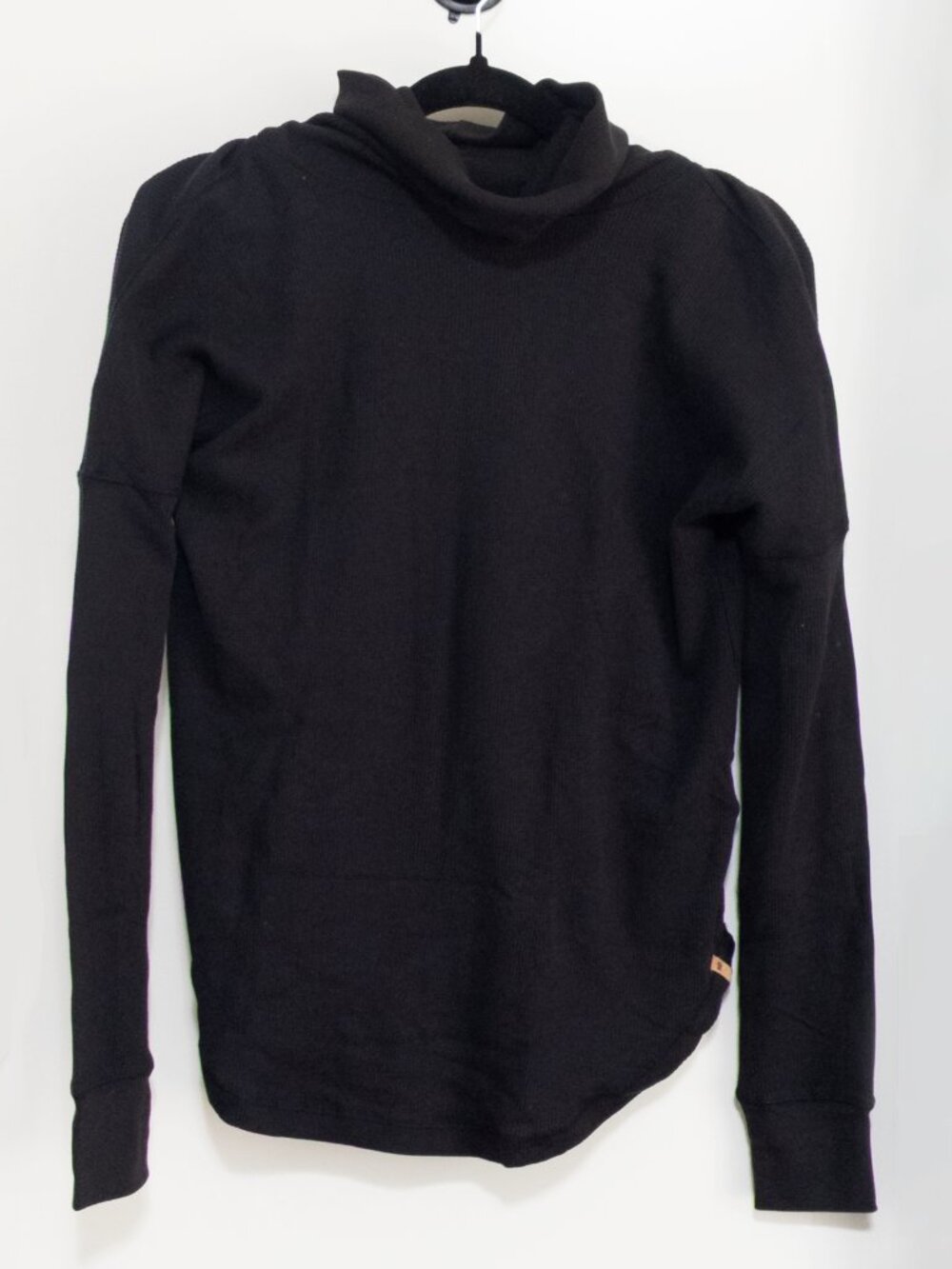 tentree Women's Waffle Knit Sweater Black Turtleneck Size XS Organic Cotton